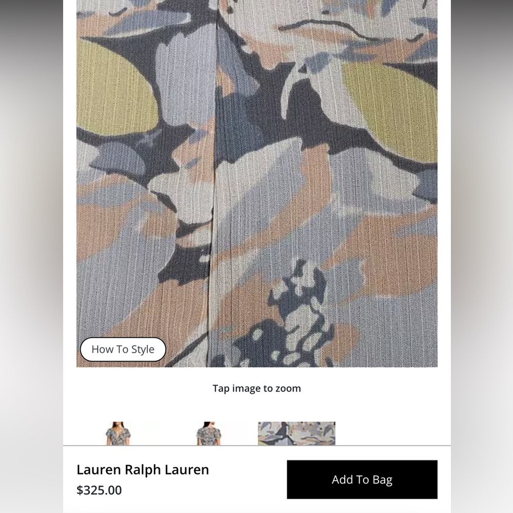 Lauren Ralph Lauren Floral Georgette V-Neck Short Flutter Sleeve Ruffle A-Line - Picture 3 of 6